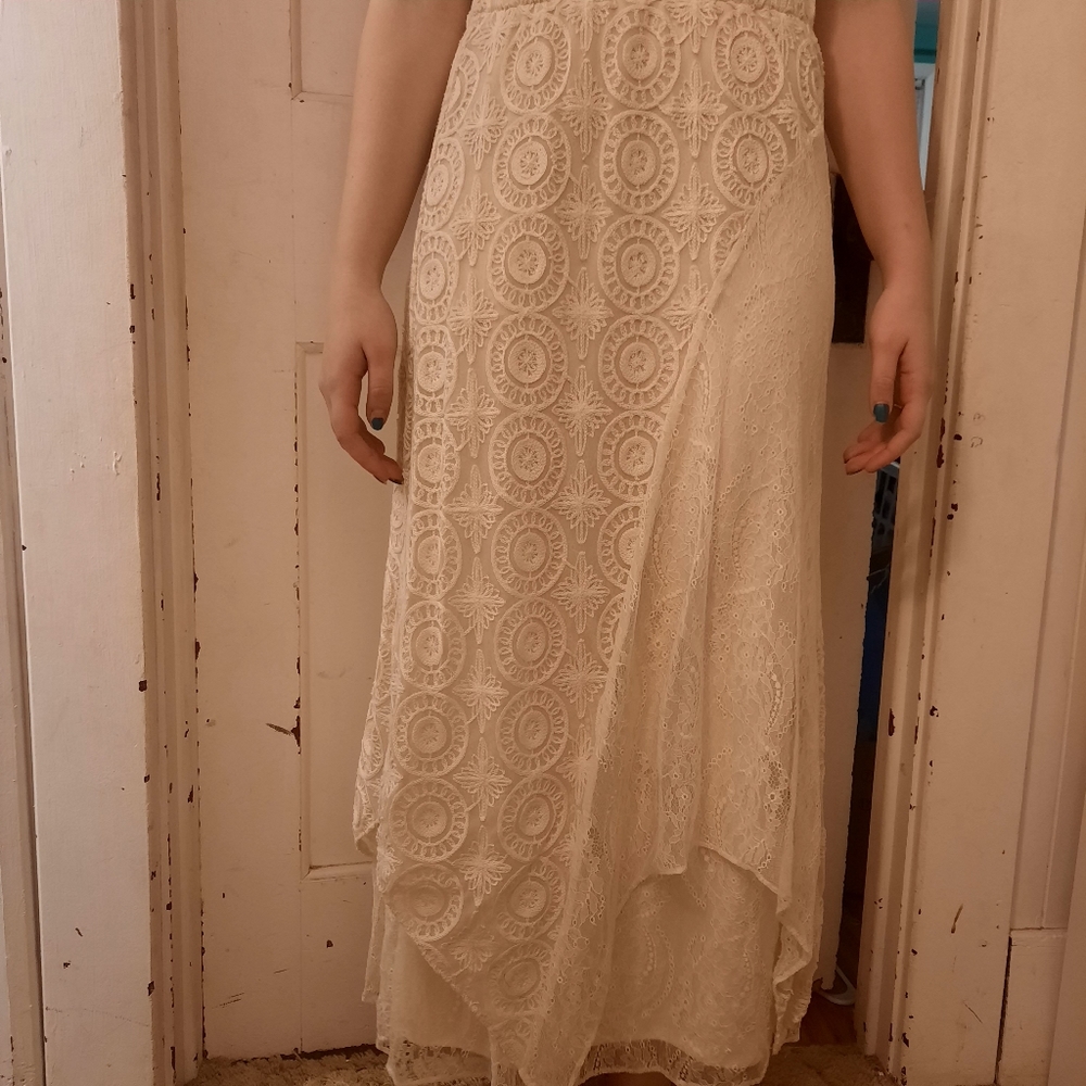 White Lacy Flowy Skirt